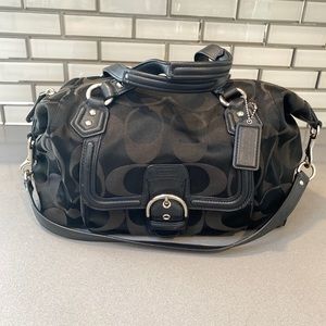 Coach Black Campbell Signature Satchel Canvas Shoulder Bag